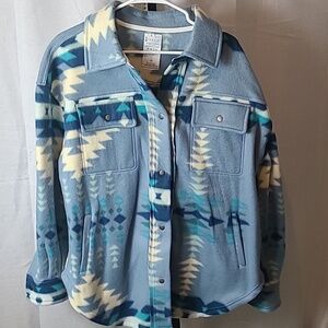 Fornia Aztec Shacket- Blue Western  Aztec Large